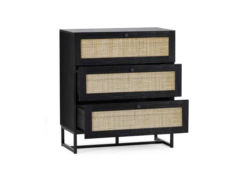 Padstow Black Three Drawer Chest - Image 4