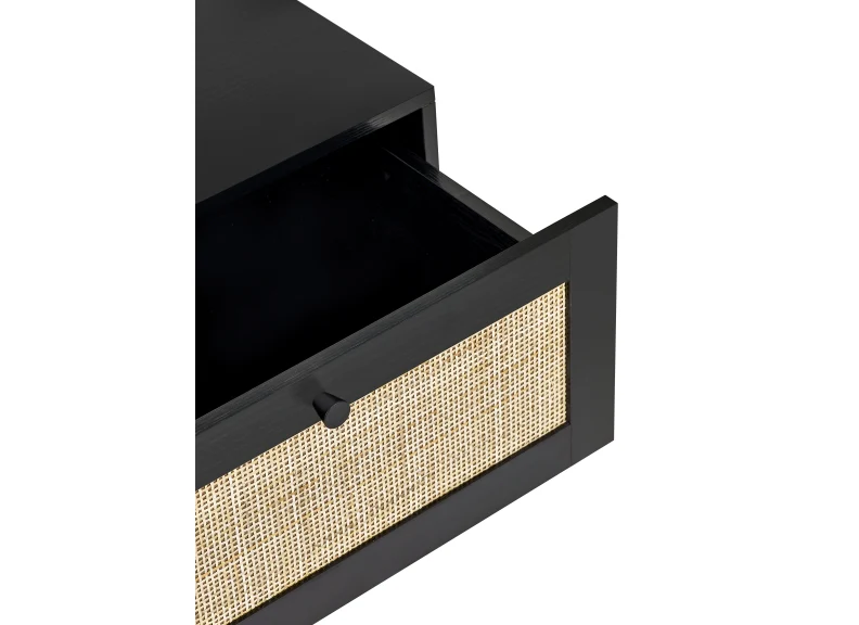 Padstow Black Two Drawer Bedside - Image 3