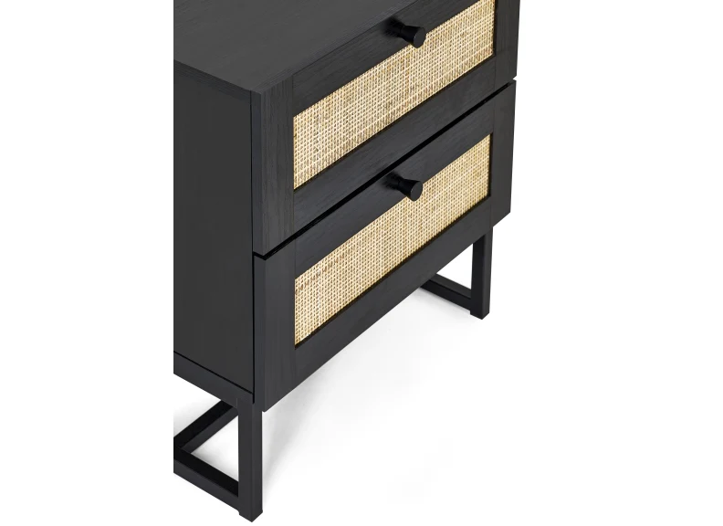 Padstow Black Two Drawer Bedside - Image 5