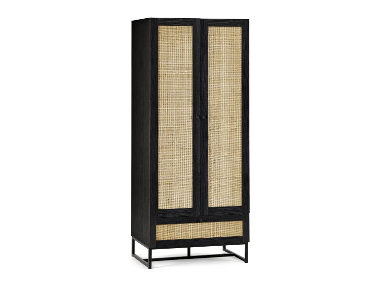 Padstow Black Two Door One Drawer Wardrobe - Image 6