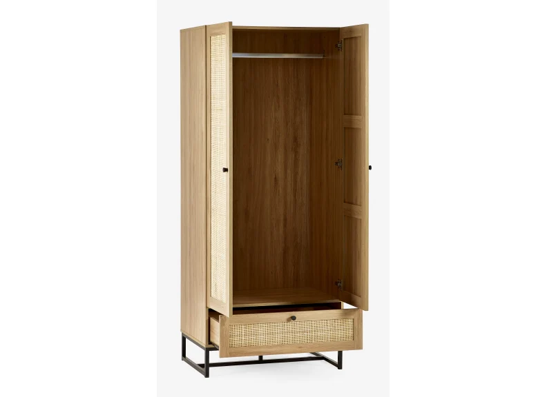 Padstow Oak Two Door One Drawer Wardrobe - Image 5