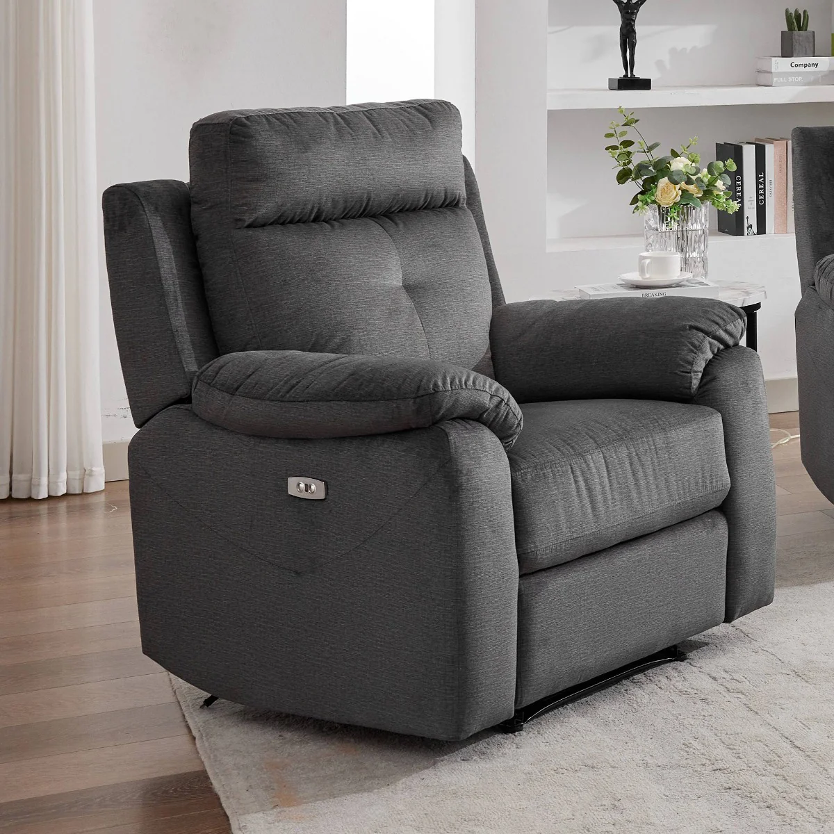 Palermo Chair Electric Recliner – Anthracite Fabric with USB Charging