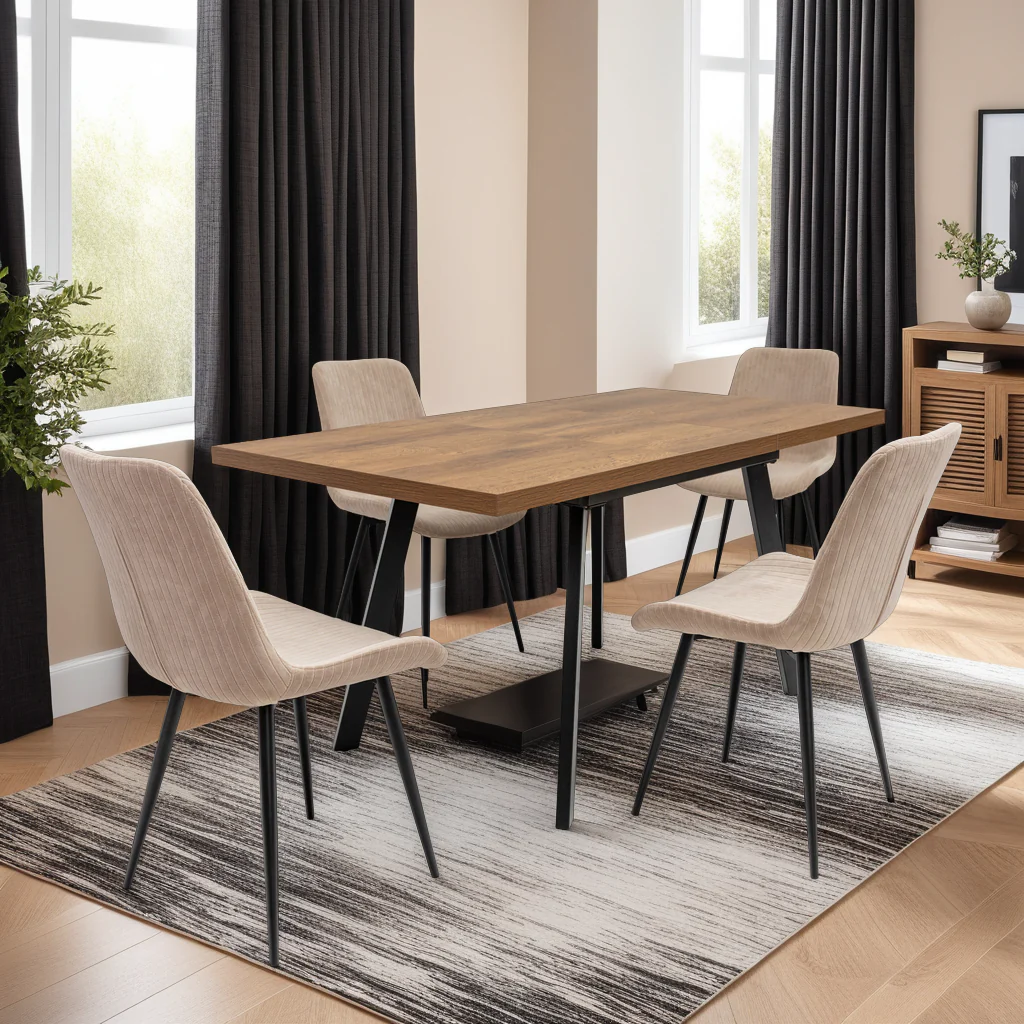PANAMA Dark Oak 1.2m Extending Dining Table – One-Hand Extension Mechanism (+0.4m)