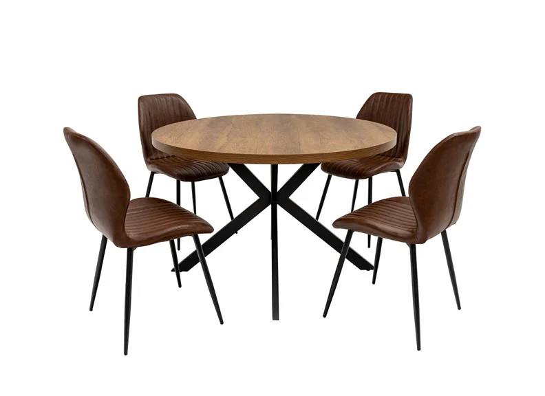 Panama Dark Oak Round Dining Sets W/Four Fontana Chairs - Image 10