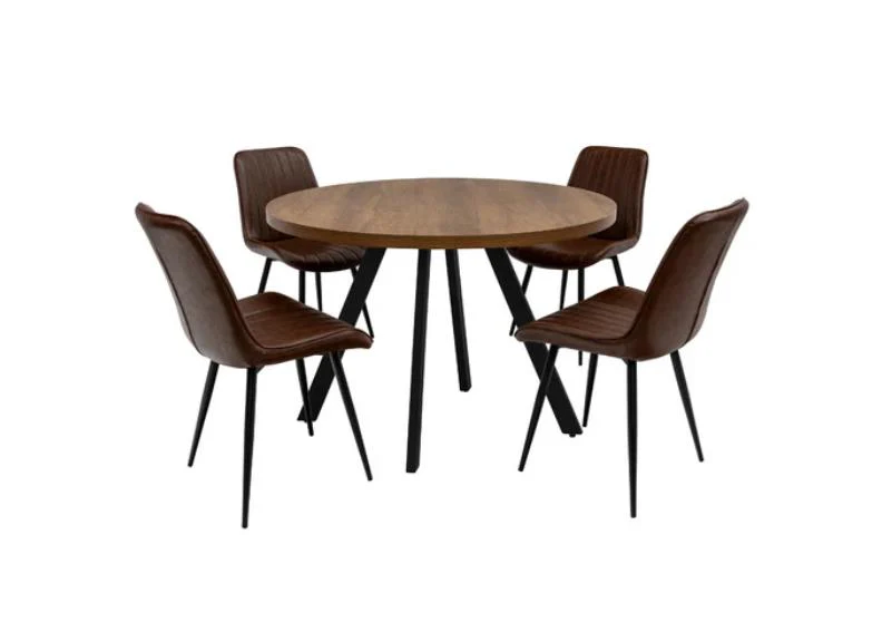 Panama Dark Oak Round Dining Sets W/Four Fontana Chairs - Image 7