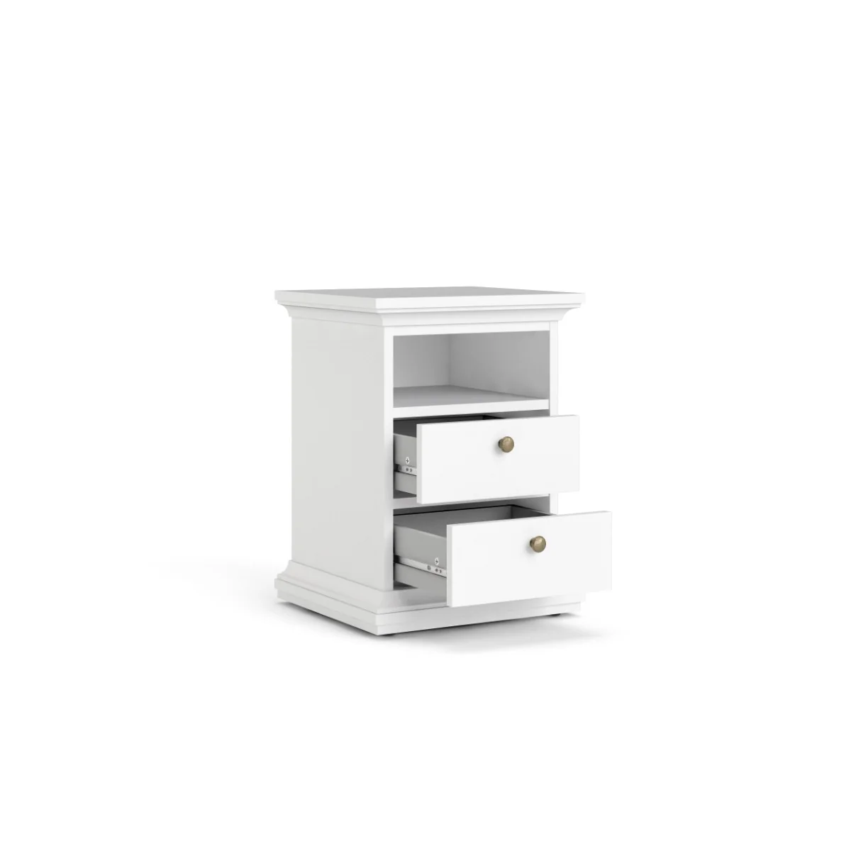Paris 2 Drawer Nightstand – White Finish with Compact Design - Image 4