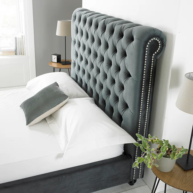 Paris 4ft6 Bed – Grey Velvet Upholstery - Image 5