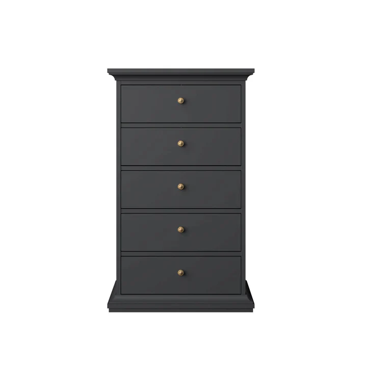 Paris 5 Drawer Chest - Grey - Image 2