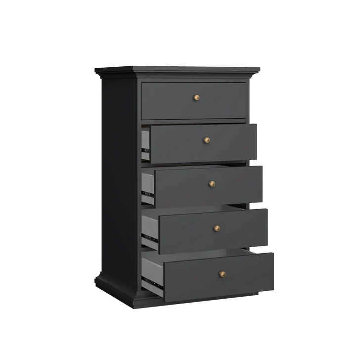 Paris 5 Drawer Chest - Grey - Image 3