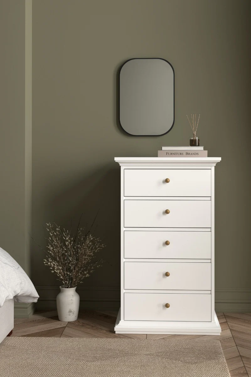 Elegant White 5 Drawer Chest - Paris Collection - Image 2