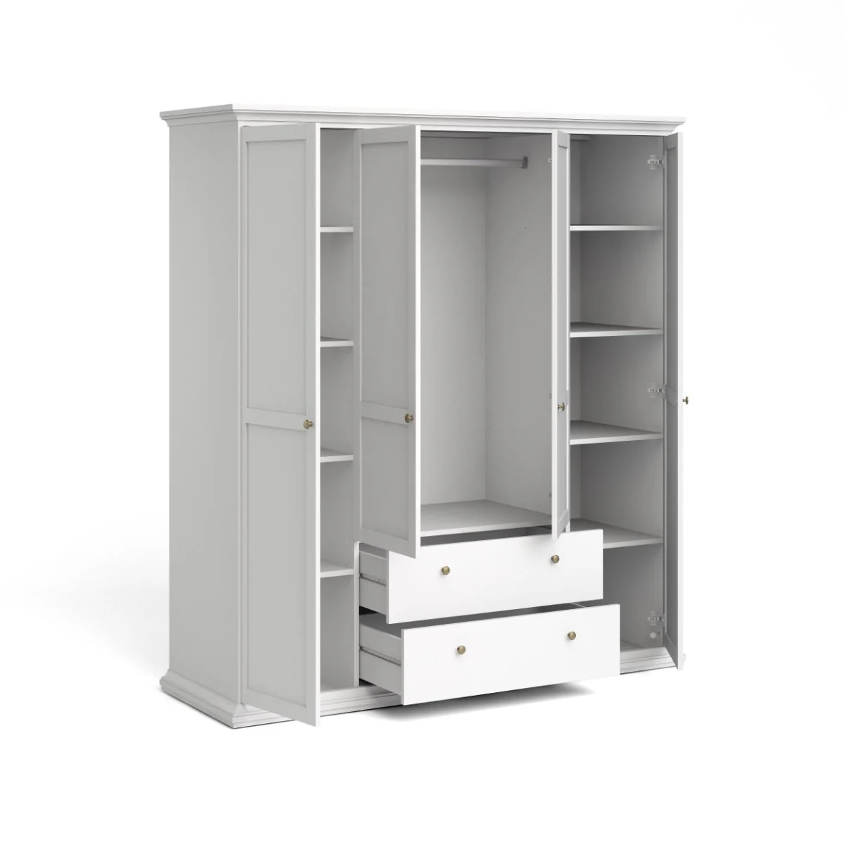 Paris Wardrobe with 4 Doors & 2 Drawers – White Finish - Image 4