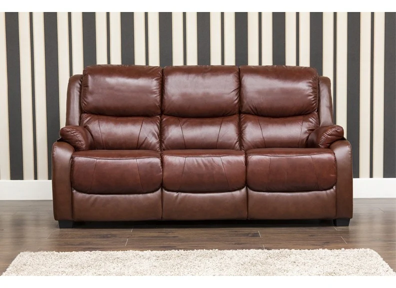 Parker Fixed Half-Leather Three Seat Sofas - Image 3