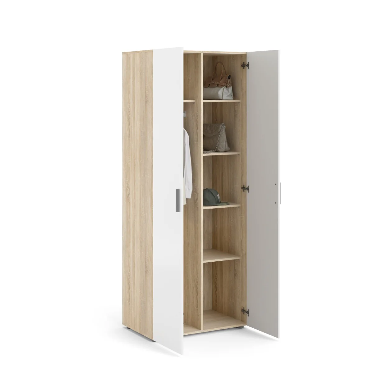 Pepe 2 Door Wardrobe – Oak with White High Gloss (Pre-order only) - Image 3