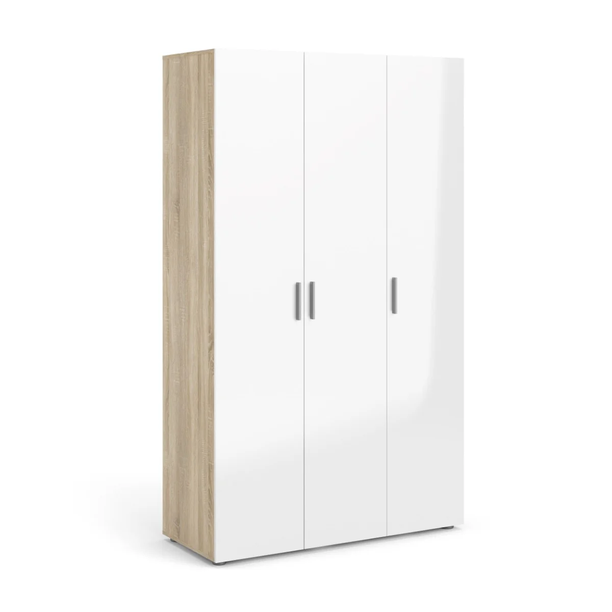 Pepe 3 Door Wardrobe - Oak with White High Gloss - Image 4
