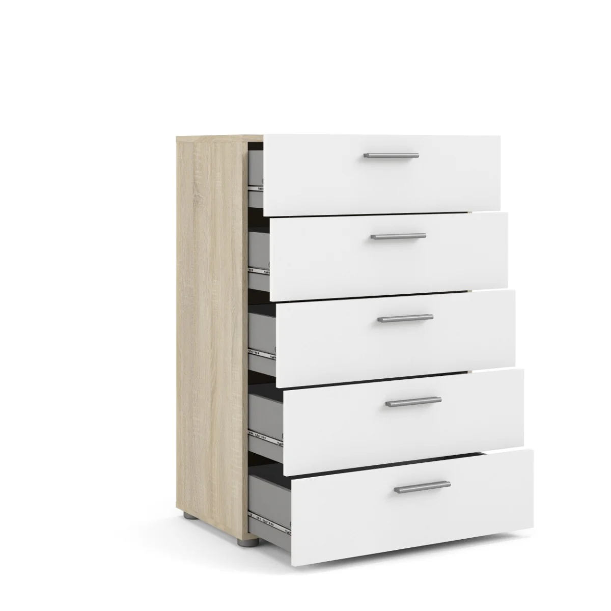 Pepe 5 Drawer Chest - Oak with White High Gloss - Image 3
