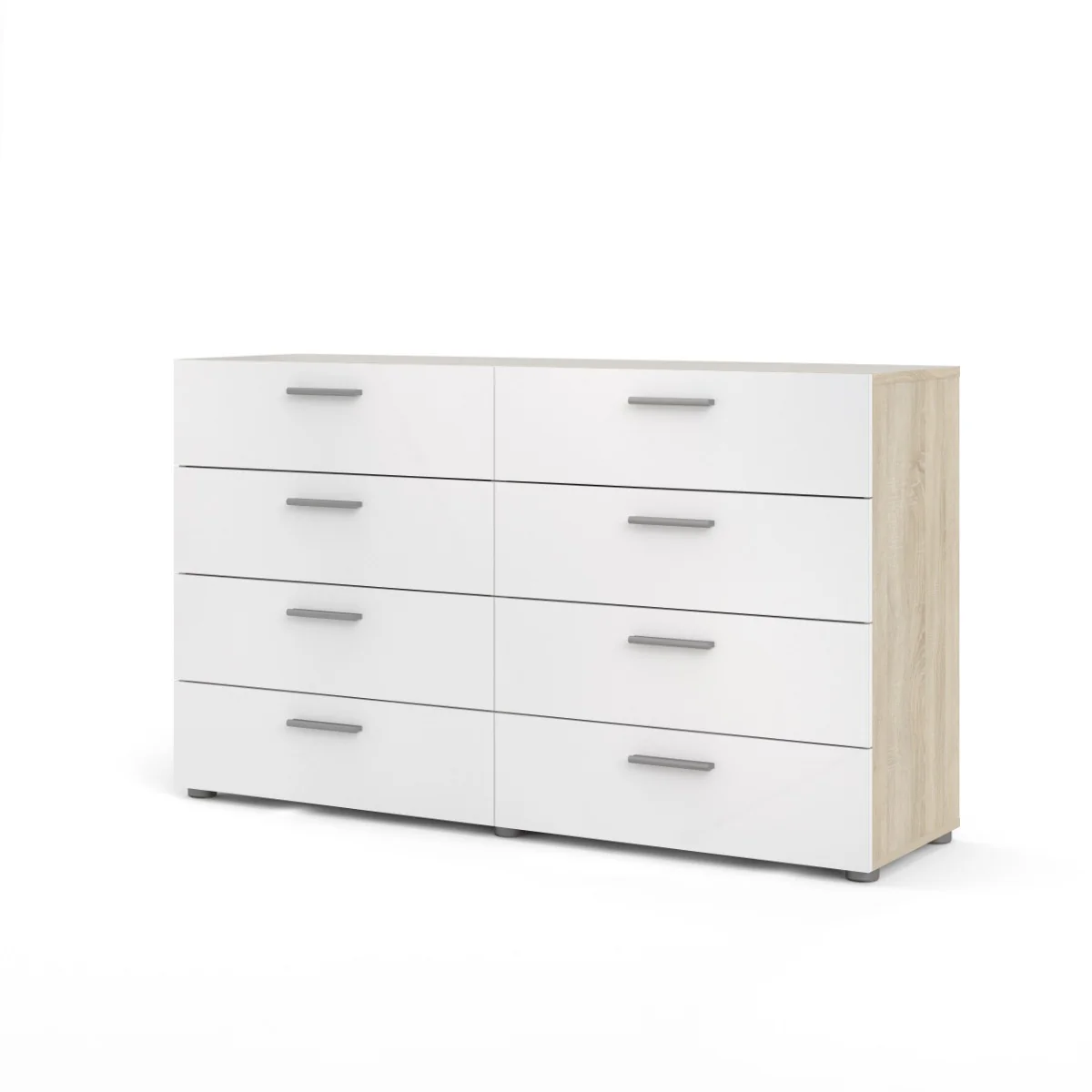 Pepe 8 Drawer Chest - Oak with White High Gloss