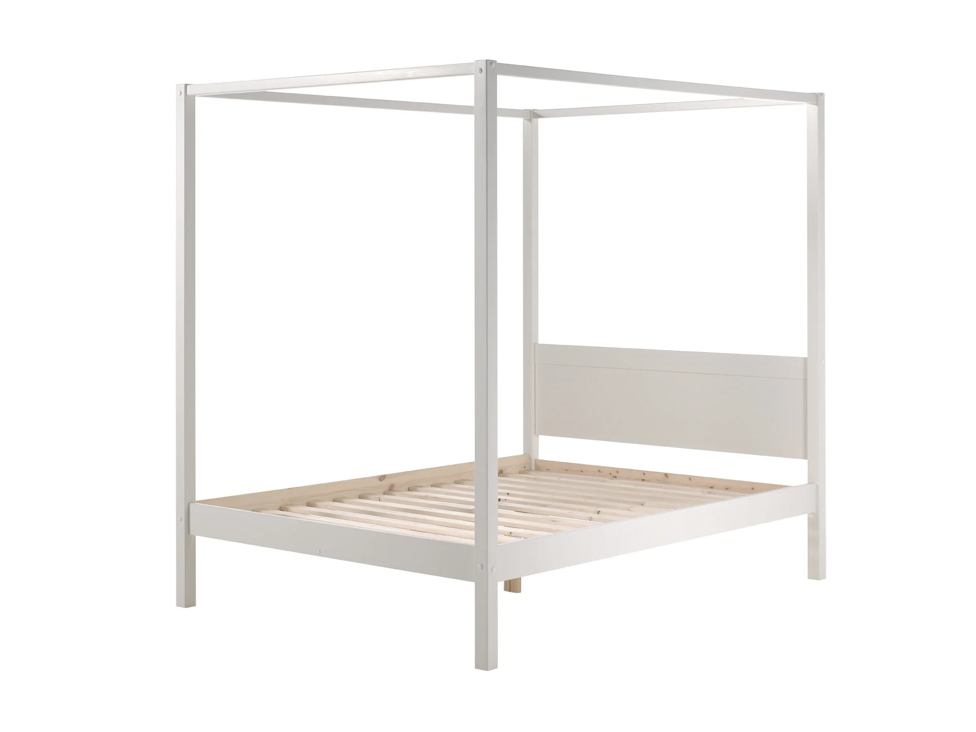 Pino Large Canopy Bedframe – White Lacquer Finish for Euro Double Mattress 140x200cm - Image 3