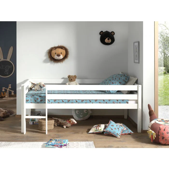 PINO Mid Sleeper 90 x 200 cm – White Lacquer Finish with Storage Space
