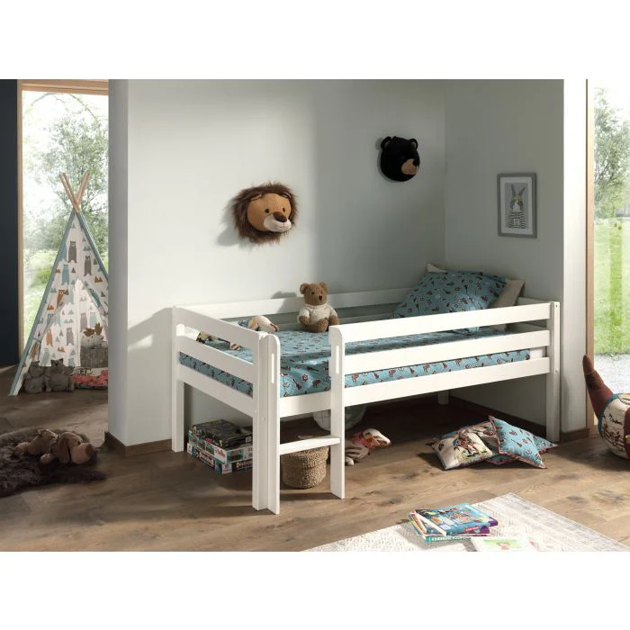 PINO Mid Sleeper 90 x 200 cm – White Lacquer Finish with Storage Space - Image 2