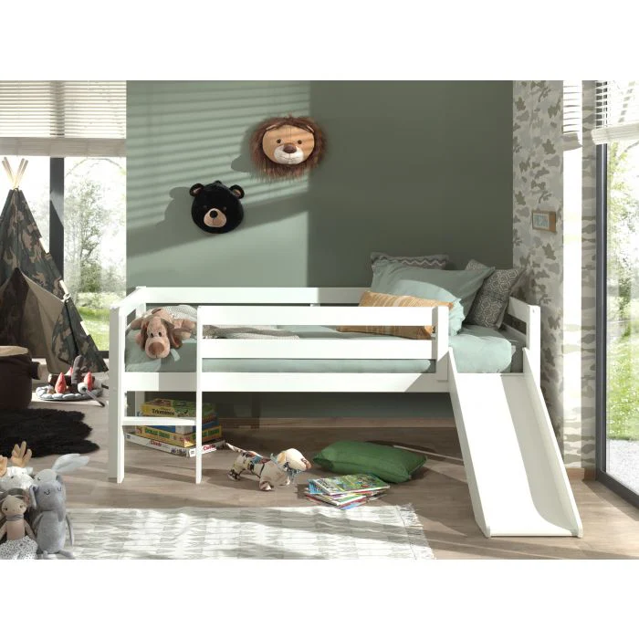 PINO Mid Sleeper with Slide 90 x 200 cm – White Lacquer Finish - Image 3