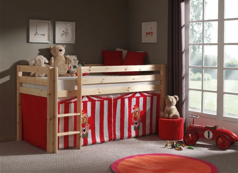 Pino Natural Wood Mid-Sleeper W/Optional Curtain & Slide - Image 2