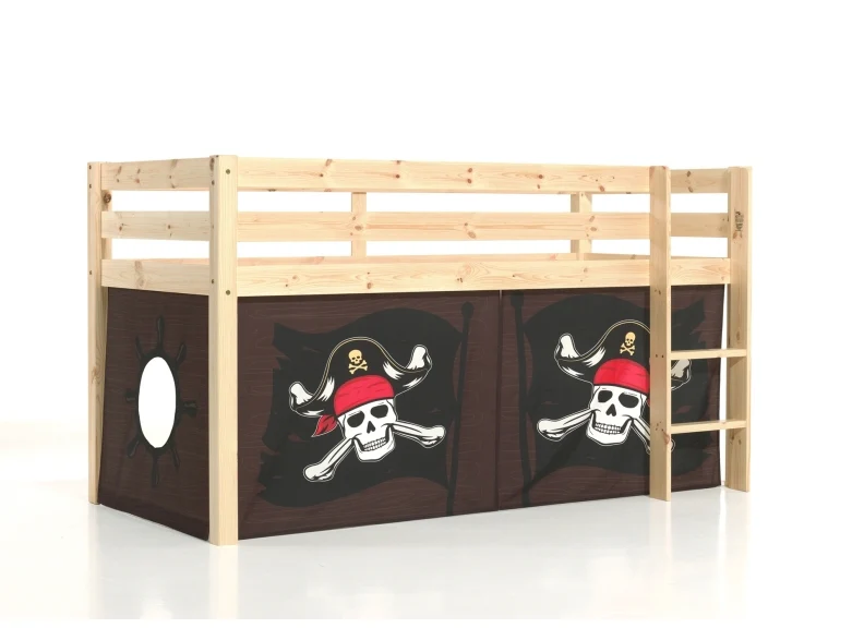 Pino Natural Wood Mid-Sleeper W/Optional Curtain & Slide - Image 24