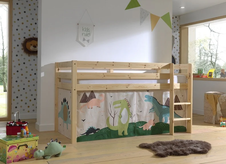 Pino Natural Wood Mid-Sleeper W/Optional Curtain & Slide - Image 3