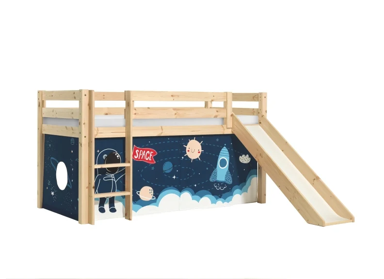 Pino Natural Wood Mid-Sleeper W/Optional Curtain & Slide - Image 33