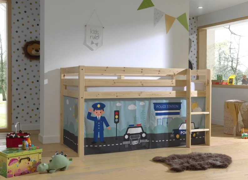 Pino Natural Wood Mid-Sleeper W/Optional Curtain & Slide - Image 9