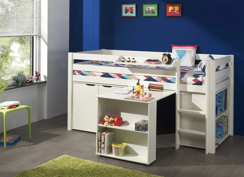 Pino White Mid Sleeper with Furniture