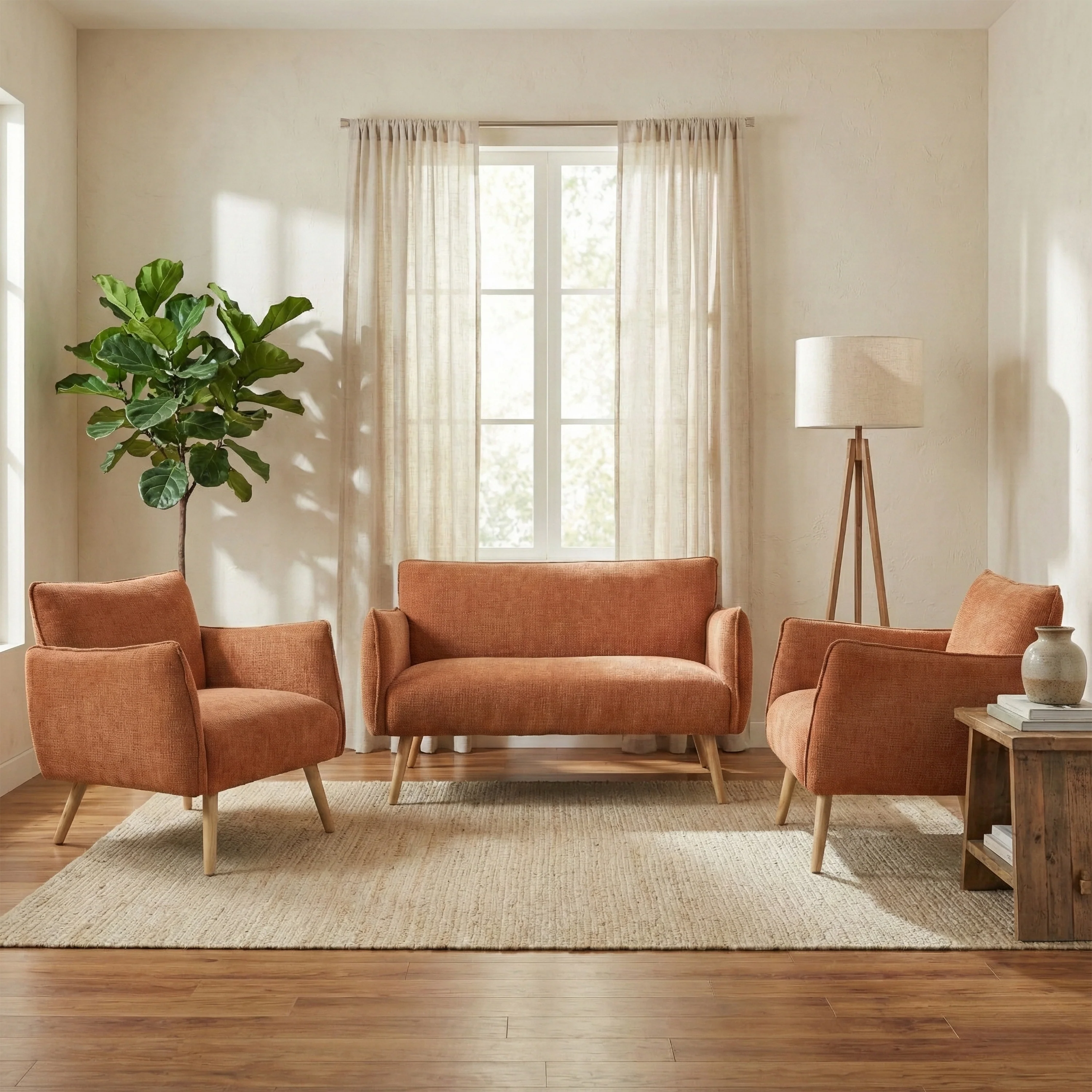 Piper 2+1+1 Sofa Set – Rust with Light-Wood Legs (PRE-ORDER FOR JULY) - Image 10