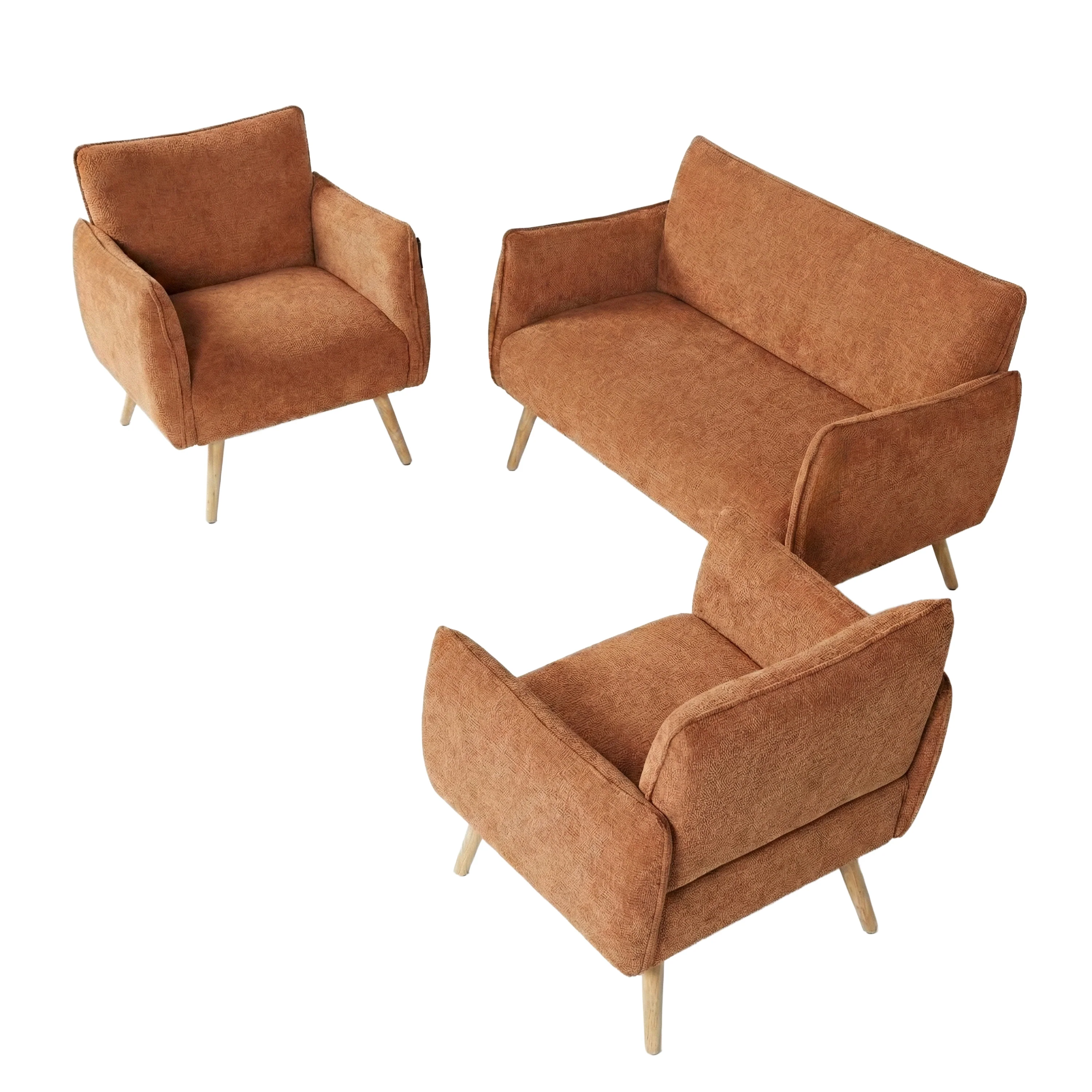 Piper 2+1+1 Sofa Set – Rust with Light-Wood Legs (PRE-ORDER FOR JULY) - Image 3