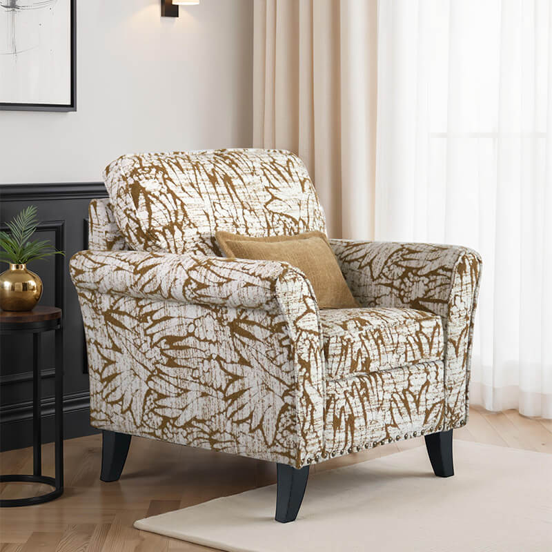 Pippa Accent Chair – Mustard Upholstered with Scatter Cushions