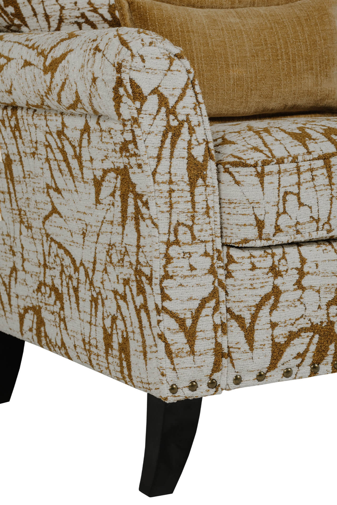 Pippa Accent Chair – Mustard Upholstered with Scatter Cushions - Image 5