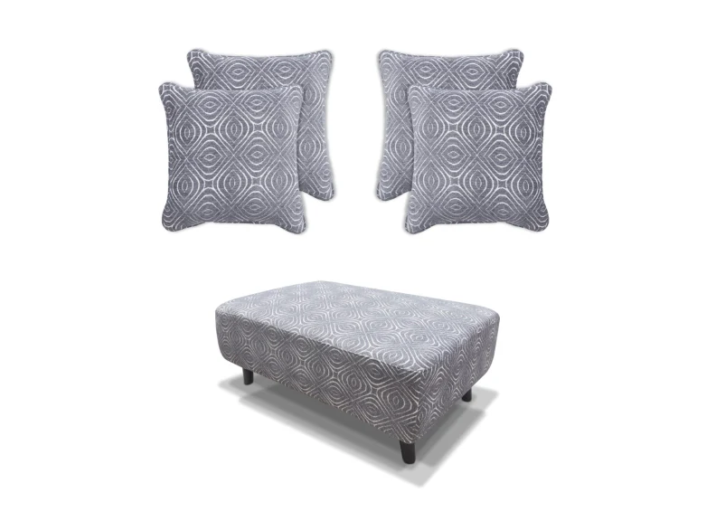 Poppy Footstool & Cushion Sets – Fabric Footstool with Four Cushions - Image 4