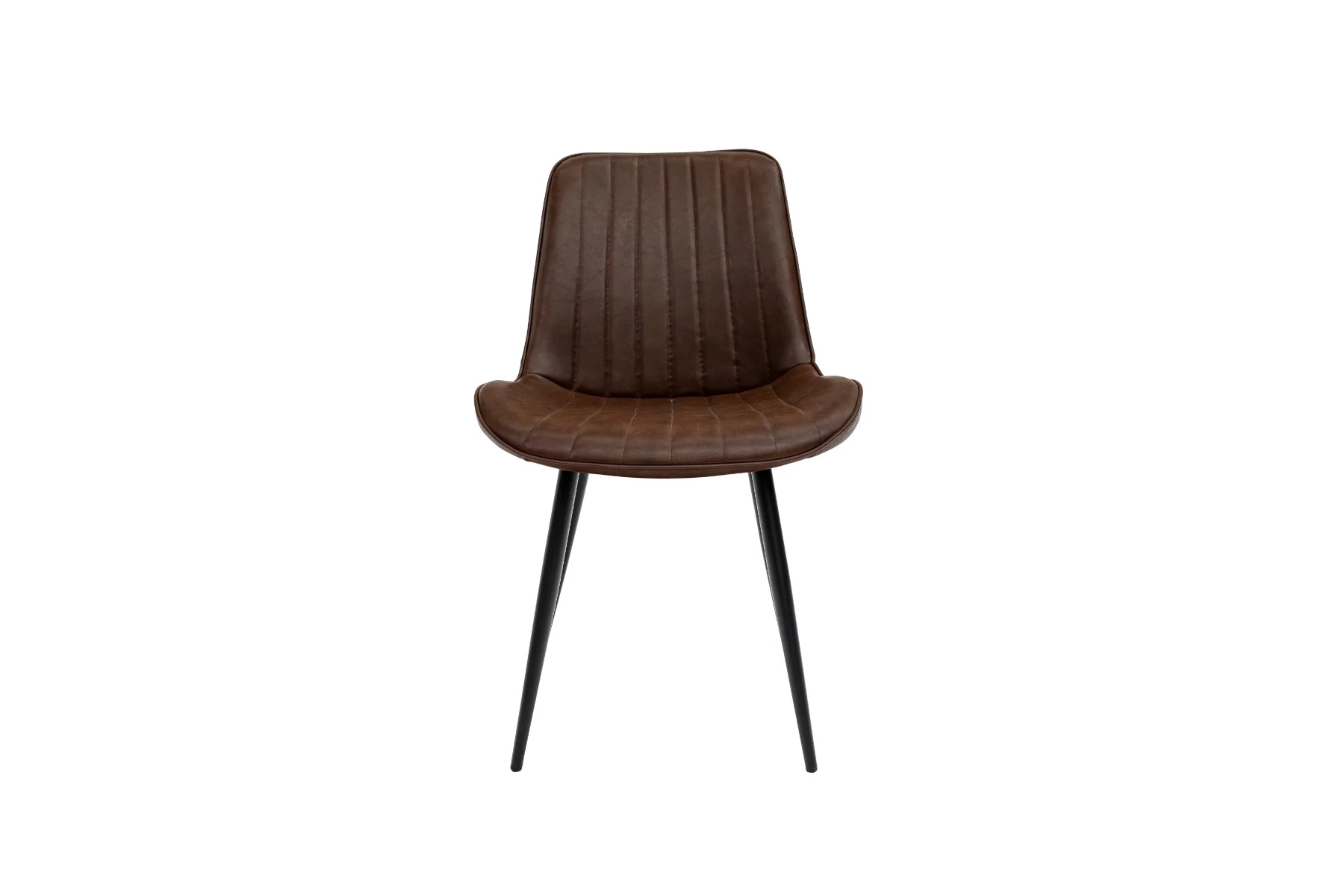 Pomona Antique Tan Faux Leather Dining Chair – Curved Design with Black Powder-Coated Legs - Image 2