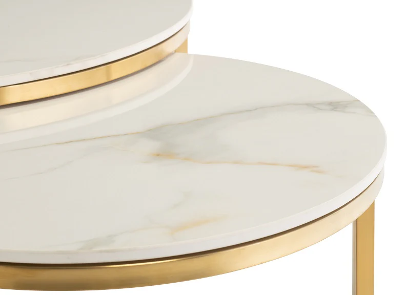 Portafino Coffee Table Set – White Marble Effect with Gold Base (Pre-Order Only) - Image 3