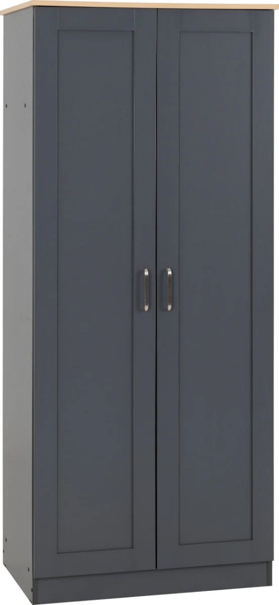 Portland 2 Door Wardrobe – Grey/Oak Effect with Ample Storage (PRE-ORDER ONLY) - Image 2