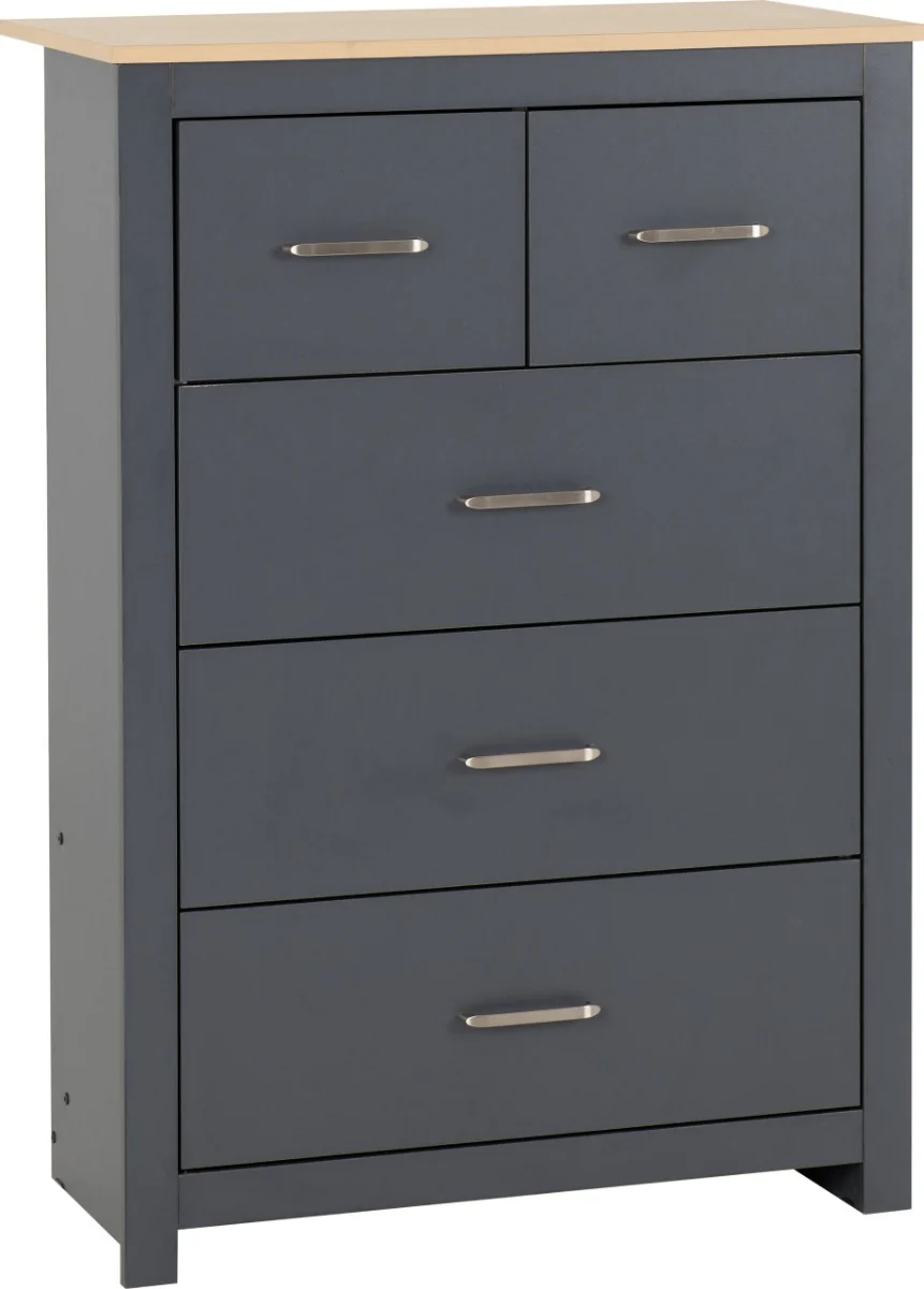 Portland 3+2 Drawer Chest – Grey/Oak Effect with Ample Storage - Image 4