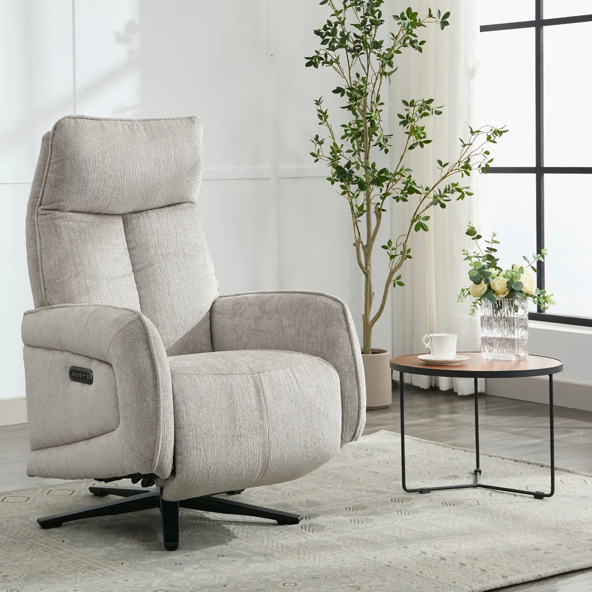 Prestige Fabric Swivel Chair – Electric Recliner with Triple Motor Action - Image 5