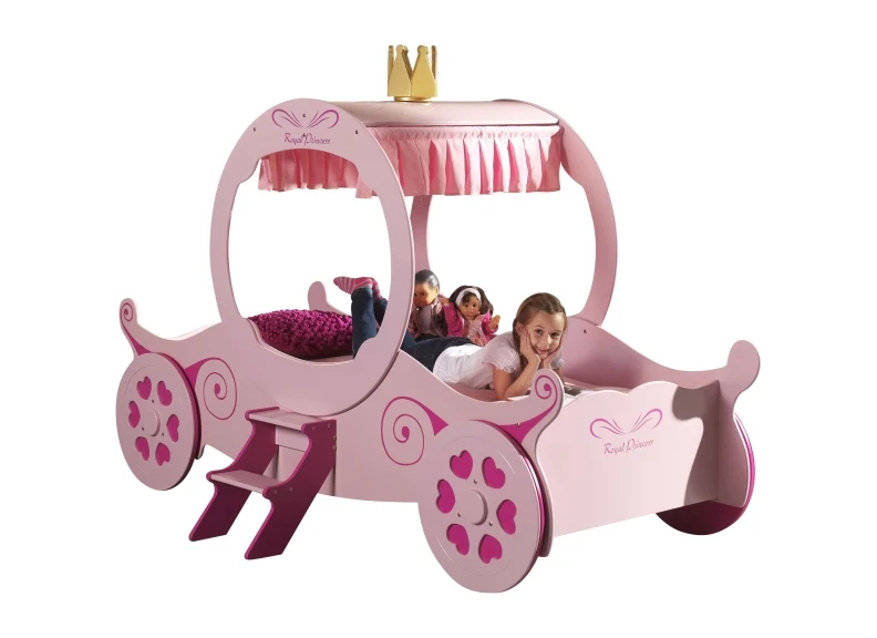 Princess Kate Bed – Pink Lacquered Pine with Access Steps - Image 4