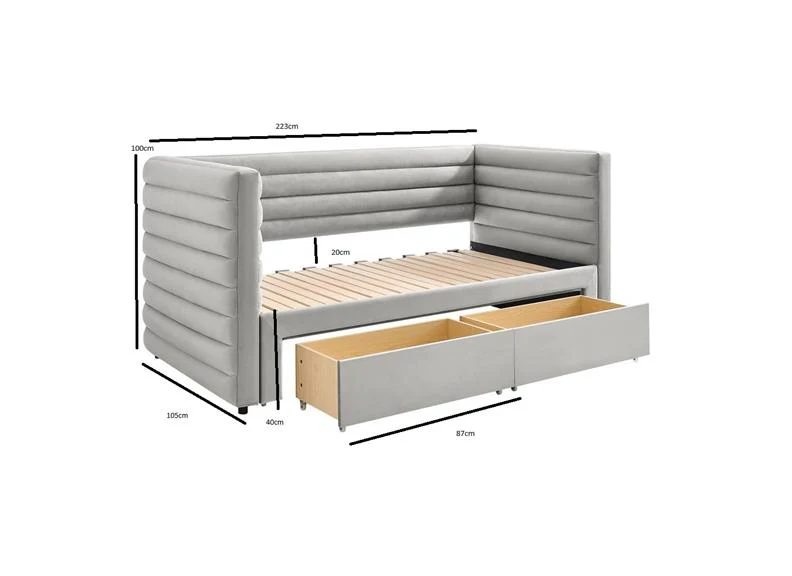 Procyon Velvet Day Beds W/Drawers - Image 5