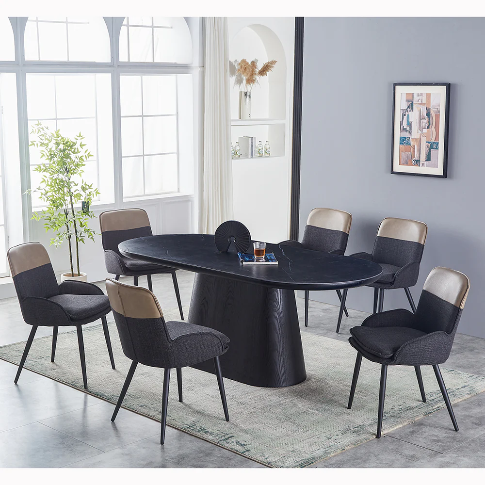 Set of 2 Redmond Dining Chair Dark Grey/ Beige Low Arm - Image 2
