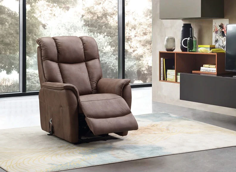 Renato Fabric Lift & Rise Chair – Nutmeg Brown with Motorized Mechanism