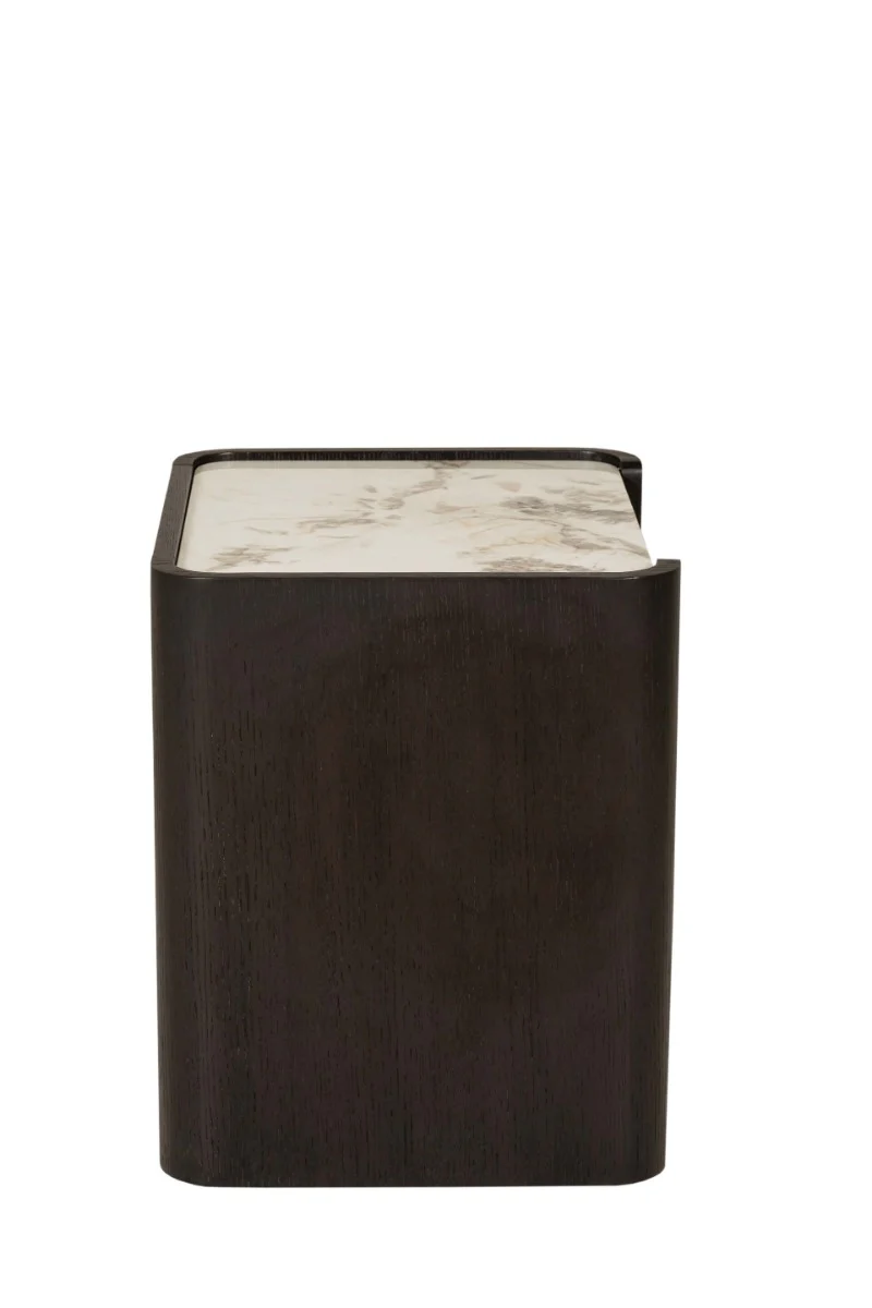 Rhodes 2 Drawer Bedside Table – Ebony with Sintered Stone Top - Image 5