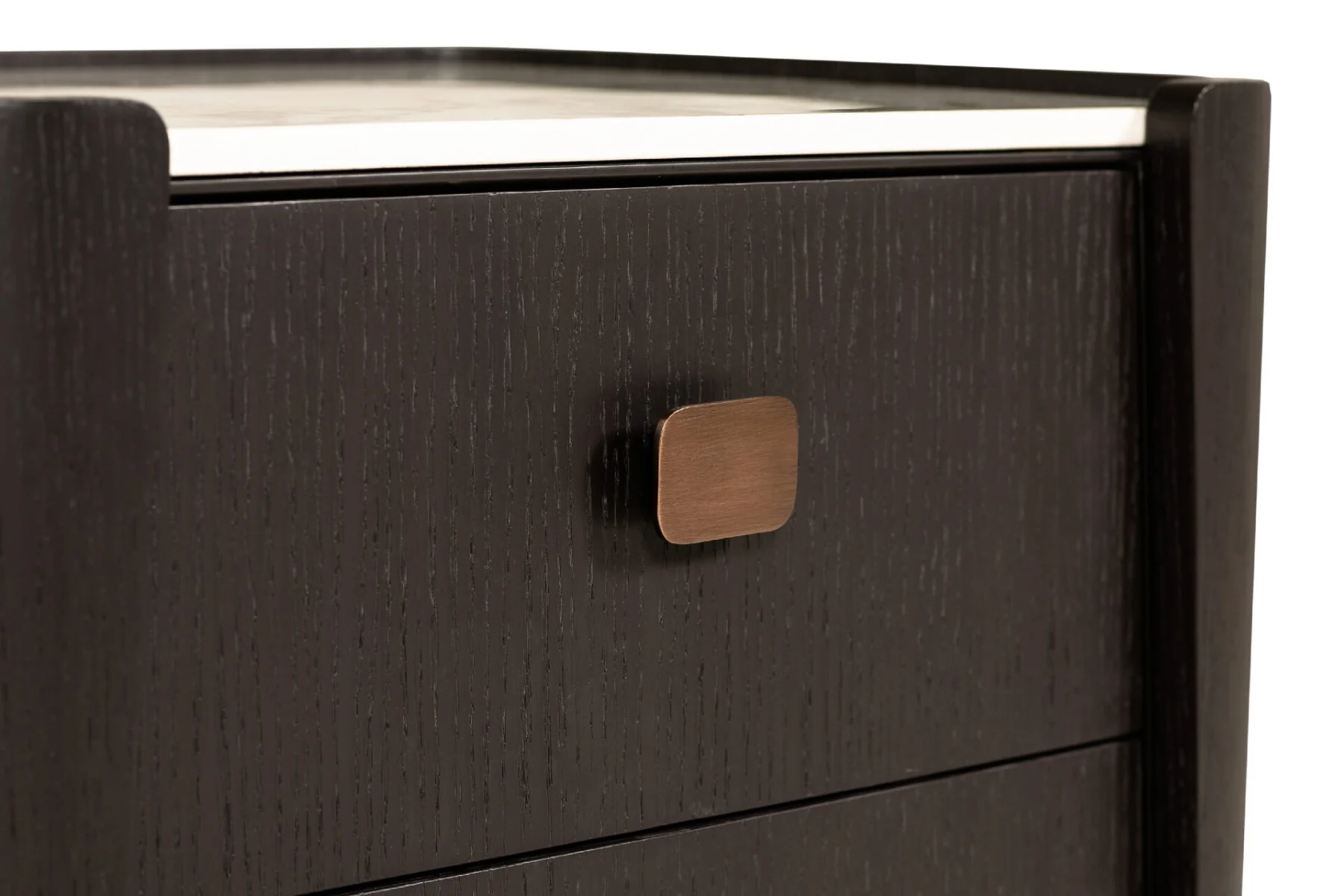 Rhodes 2 Drawer Bedside Table – Ebony with Sintered Stone Top - Image 8