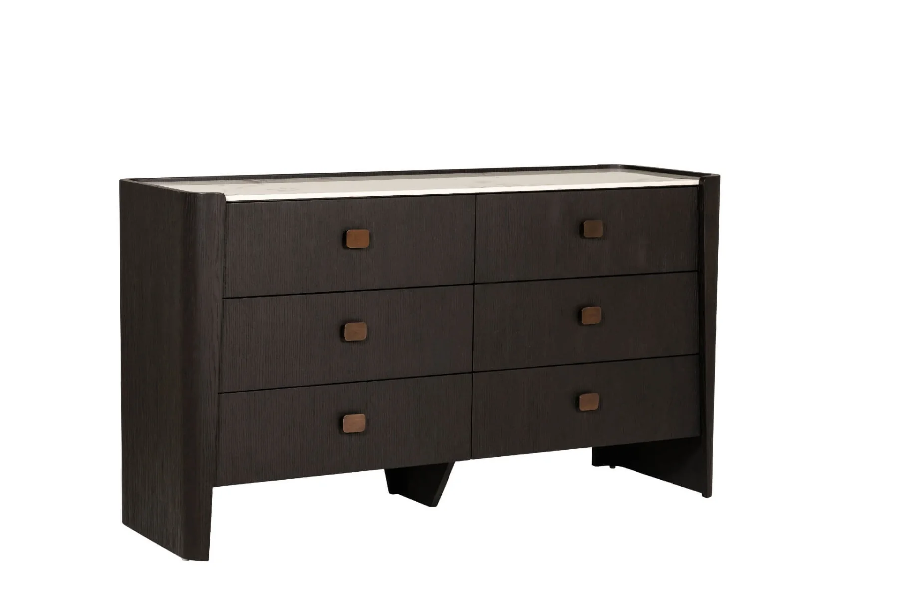 Rhodes 6 Drawer Chest of Drawers in Ebony – Luxury Dressing Chest with Sintered Stone Top and Copper Handles - Image 3