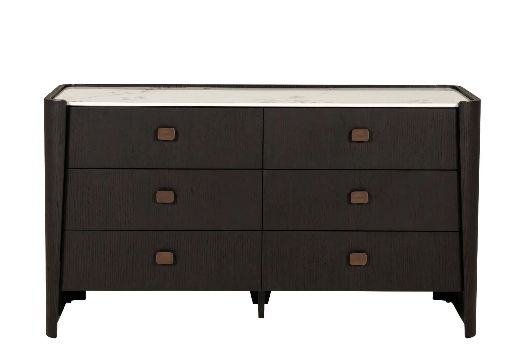 Rhodes 6 Drawer Chest of Drawers in Ebony – Luxury Dressing Chest with Sintered Stone Top and Copper Handles - Image 4