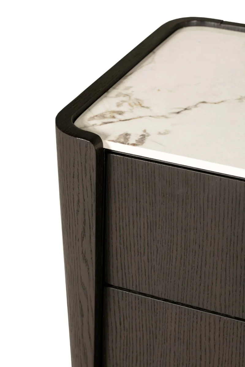 Rhodes 6 Drawer Chest of Drawers in Ebony – Luxury Dressing Chest with Sintered Stone Top and Copper Handles - Image 7