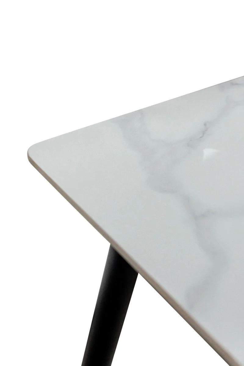 Riga 1.6m Dining Table – Snow White with Black Legs, Modern Elegance - Image 2